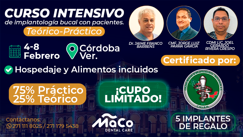 CURSO INTENSIVO DE IMPLANTOLOGÍA BUCAL CON PACIENTE.